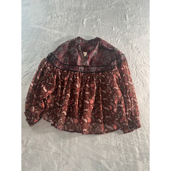 Zara Burgundy Floral Blouse - Picture 14 of 15